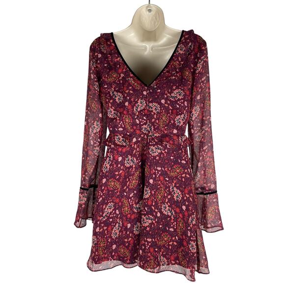 Cupcake and Cashmere Mixed Floral Printed Mini Dress Red Velvet Size 0 - Picture 8 of 12